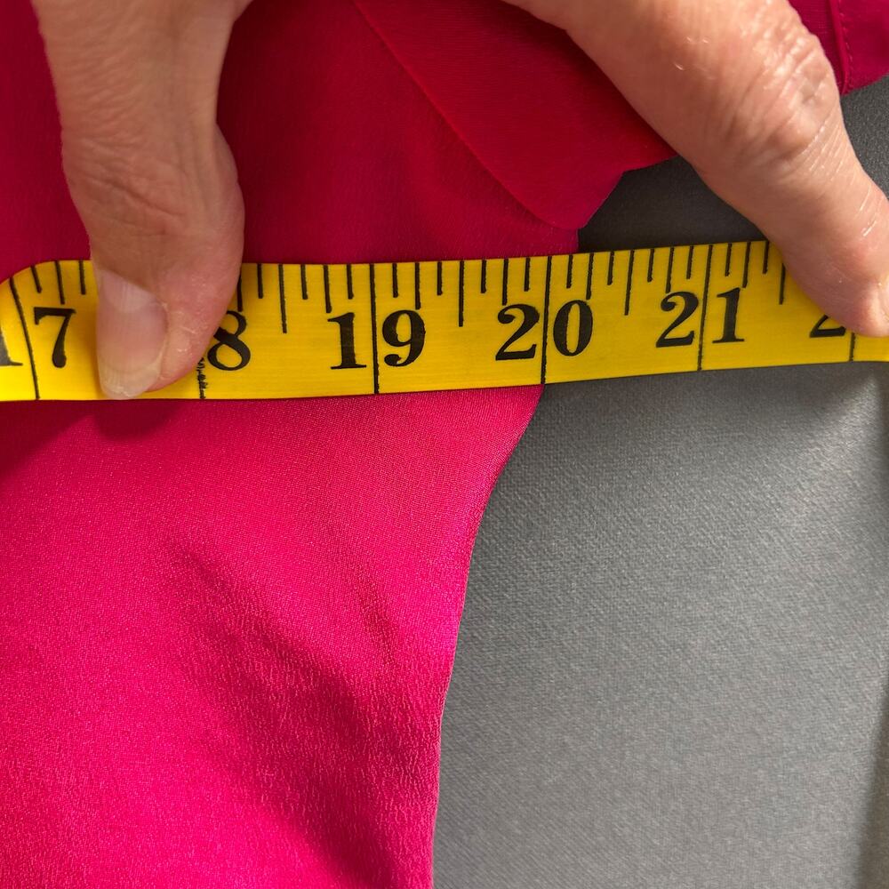 Lady Di Vintage 80s SILK Hot Pink Dress Minimalist Romantic Old Money Dress 10 - Picture 8 of 9